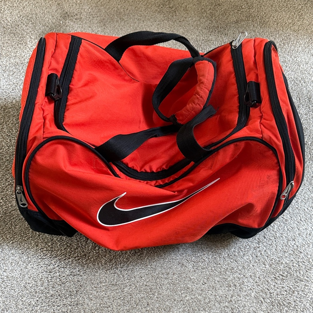 Nike Men's Orange and Black Duffel Bag